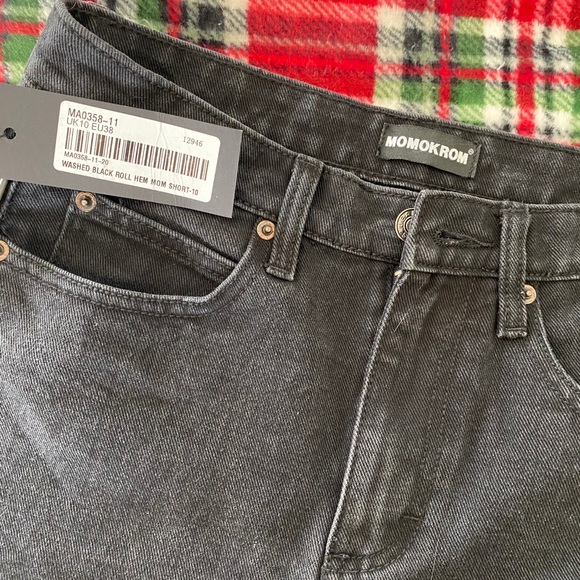 WASHED ROLL HEM MOM SHORTS UK 10 - Picture 5 of 6